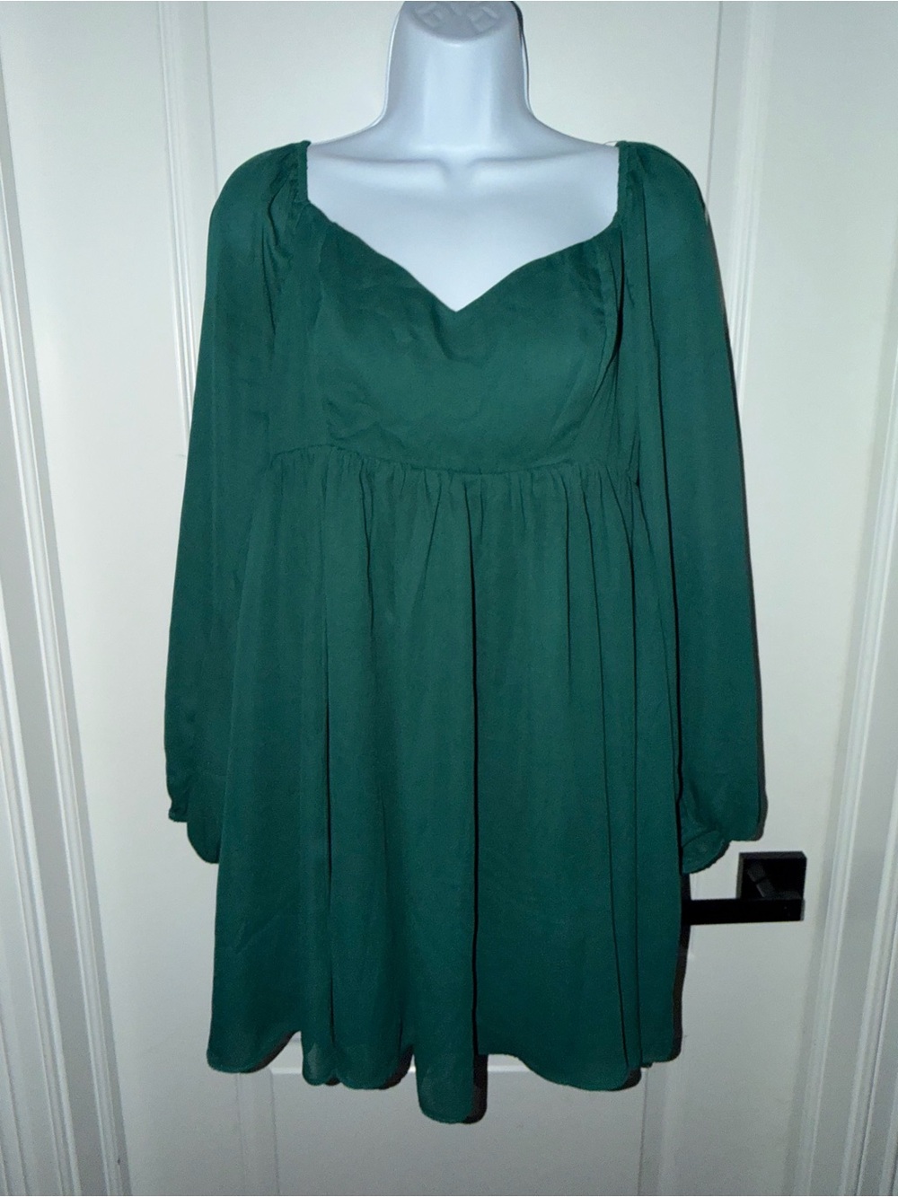 Abercrombie & Fitch Large Green Sweetheart Mini Dress Long Sleeve Smocked